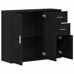 vidaXL Sideboard Black Oak 91x29.5x75 cm Engineered Wood cabinet cupboard - Additional view 4