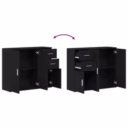 vidaXL Sideboard Black Oak 91x29.5x75 cm Engineered Wood cabinet cupboard - Additional view 8