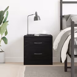 vidaXL 1/2x Bedside Cabinet Chipboard Nightstands Storage Unit Black/White - black oak, 1 pcs - Additional view 2