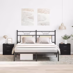 vidaXL 1/2x Bedside Cabinet Chipboard Nightstands Storage Unit Black/White - black oak, 2 pcs - Additional view 2