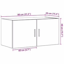 vidaXL Wall Cabinet Black Oak 80x39x40 cm Engineered Wood TV wall cabinet - Additional view 3