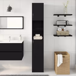 vidaXL Bathroom Cabinet Cupboard Storage Rack Washer Shelf Engineered Wood - black oak - Additional view 2