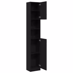 vidaXL Bathroom Cabinet Cupboard Storage Rack Washer Shelf Engineered Wood - black oak - Additional view 4