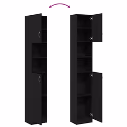 vidaXL Bathroom Cabinet Cupboard Storage Rack Washer Shelf Engineered Wood - black oak - Additional view 8