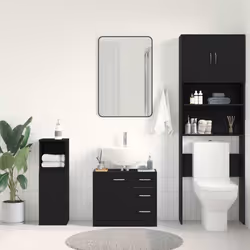 vidaXL Sink Cabinet Black Oak 63x30x54 cm Engineered Wood - Additional view 2