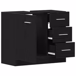 vidaXL Sink Cabinet Black Oak 63x30x54 cm Engineered Wood - Additional view 4