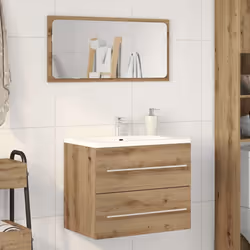 vidaXL Bathroom Sink Cabinet Old Wood 80x38.5x48 cm Engineered Wood - artisan oak, 60 x 38.5 x 48 cm - Additional view 2
