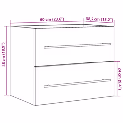 vidaXL Bathroom Sink Cabinet Old Wood 80x38.5x48 cm Engineered Wood - artisan oak, 60 x 38.5 x 48 cm - Additional view 3