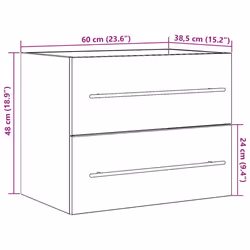 vidaXL Bathroom Sink Cabinet Old Wood 80x38.5x48 cm Engineered Wood - black oak, 60 x 38.5 x 48 cm - Additional view 3