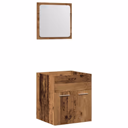 vidaXL Bathroom Furniture Set 2 Piece Storage Cabinet Cupboard Engineered Wood - old wood