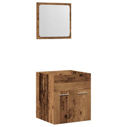 vidaXL Bathroom Furniture Set 2 Piece Storage Cabinet Cupboard Engineered Wood - old wood