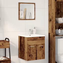 vidaXL Bathroom Furniture Set 2 Piece Storage Cabinet Cupboard Engineered Wood - old wood
