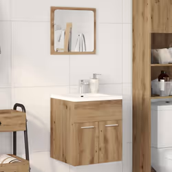vidaXL Bathroom Furniture Set 2 Piece Storage Cabinet Cupboard Engineered Wood - artisan oak