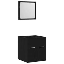 vidaXL Bathroom Furniture Set 2 Piece Storage Cabinet Cupboard Engineered Wood - black oak