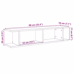 vidaXL 2x Wall Shelf Wall-Mounted Shelf Hanging Floating Shelf Engineered Wood - 90 x 18 x 20 cm - Additional view 10