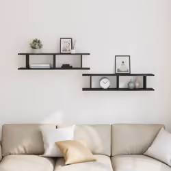 vidaXL 2x Wall Shelf Wall-Mounted Shelf Hanging Floating Shelf Engineered Wood - 90 x 18 x 20 cm