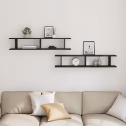 vidaXL 2x Wall Shelf Wall-Mounted Shelf Hanging Floating Shelf Engineered Wood - 105 x 18 x 20 cm