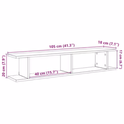 vidaXL 2x Wall Shelf Wall-Mounted Shelf Hanging Floating Shelf Engineered Wood - 105 x 18 x 20 cm