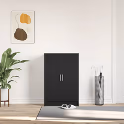 vidaXL Shoe Cabinet Black Oak 60x35x92 cm Engineered Wood shoe storage - Additional view 2