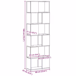 vidaXL Book Cabinet/Room Divider Black Oak 60x24x186 cm room divider - Additional view 9