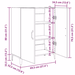 vidaXL Sideboard Black Oak 69.5x34x90 cm Engineered Wood cabinet cupboard - Additional view 3