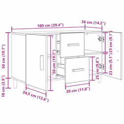 vidaXL Sideboard Black Oak 100x36x60 cm Engineered Wood storage cabinet - Additional view 10