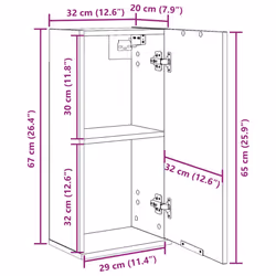 vidaXL Wall-mounted Cabinet Black Oak 32x20x67 cm Engineered Wood - Additional view 3