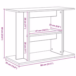 vidaXL Aquarium Stand Fish Tank Stand Cabinet Aquarium Base Engineered Wood - 80 x 35 x 60 cm