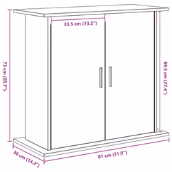 vidaXL Aquarium Stand Black Oak 81x36x73 cm Engineered Wood fish tank cabinet - 81 x 36 x 73 cm