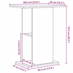 vidaXL Aquarium Stand Black Oak 60.5x36x72.5 cm Engineered Wood - Additional view 3