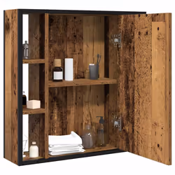 vidaXL Bathroom Mirror Cabinet Black Oak 60x16x60 cm Engineered Wood - old wood - Additional view 2