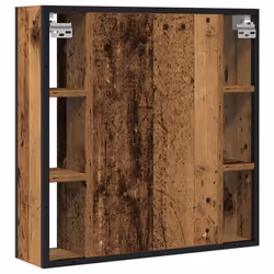 vidaXL Bathroom Mirror Cabinet Black Oak 60x16x60 cm Engineered Wood - old wood - Additional view 5