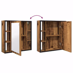 vidaXL Bathroom Mirror Cabinet Black Oak 60x16x60 cm Engineered Wood - old wood - Additional view 6