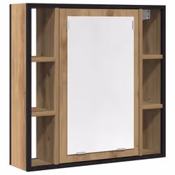 vidaXL Bathroom Mirror Cabinet Black Oak 60x16x60 cm Engineered Wood - artisan oak