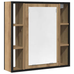 vidaXL Bathroom Mirror Cabinet Black Oak 60x16x60 cm Engineered Wood - artisan oak