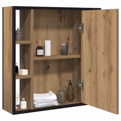 vidaXL Bathroom Mirror Cabinet Black Oak 60x16x60 cm Engineered Wood - artisan oak