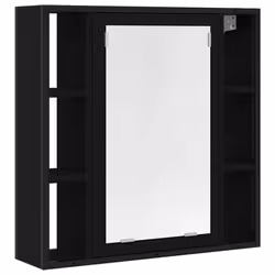 vidaXL Bathroom Mirror Cabinet Black Oak 60x16x60 cm Engineered Wood - black oak