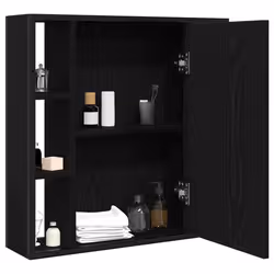 vidaXL Bathroom Mirror Cabinet Black Oak 60x16x60 cm Engineered Wood - black oak