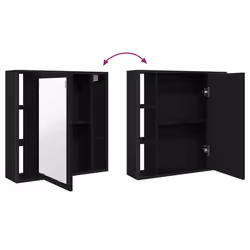vidaXL Bathroom Mirror Cabinet Black Oak 60x16x60 cm Engineered Wood - black oak - Additional view 6
