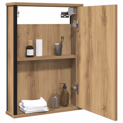 vidaXL Bathroom Mirror Cabinet Black Oak 42x12x60 cm Engineered Wood - artisan oak