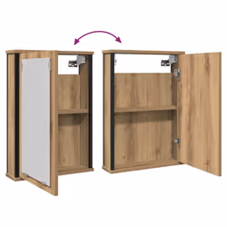 vidaXL Bathroom Mirror Cabinet Black Oak 42x12x60 cm Engineered Wood - artisan oak - Additional view 6