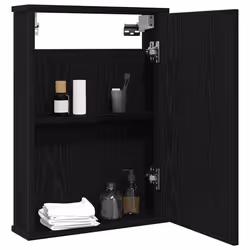 vidaXL Bathroom Mirror Cabinet Black Oak 42x12x60 cm Engineered Wood - black oak