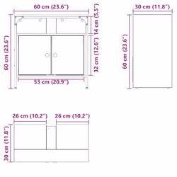 vidaXL Bathroom Sink Cabinet Artisan Oak 60x30x60 cm Engineered Wood - artisan oak