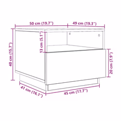 vidaXL Coffee Table with LED Lights Hallway Accent End Table Side Sofa Table - 50 x 49 x 40 cm