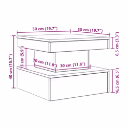 vidaXL Coffee Table with LED Lights Black Oak 90x50x40 cm side table - 50 cm
