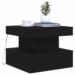 vidaXL Coffee Table with LED Lights Black Oak 90x50x40 cm side table - 50 cm - Additional view 4