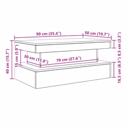 vidaXL Coffee Table with LED Lights Black Oak 90x50x40 cm side table - 90 cm - Additional view 3