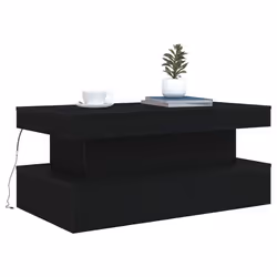 vidaXL Coffee Table with LED Lights Black Oak 90x50x40 cm side table - 90 cm - Additional view 4