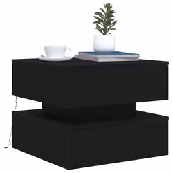 vidaXL Coffee Table with LED Lights Black Oak 90x50x40 cm side table - 50 cm - Additional view 4