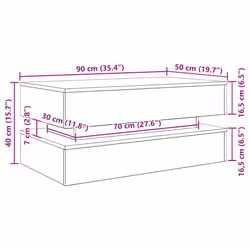 vidaXL Coffee Table with LED Lights Black Oak 90x50x40 cm side table - 90 cm - Additional view 3